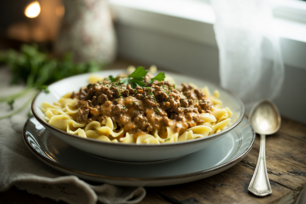 Creamy Ground Beef Stroganoff: A Cozy Family Favorite 4 Creamy Ground Beef Stroganoff