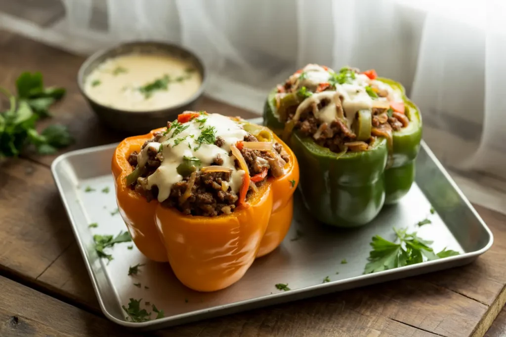 Delicious Philly Cheesesteak Stuffed Peppers Recipe
