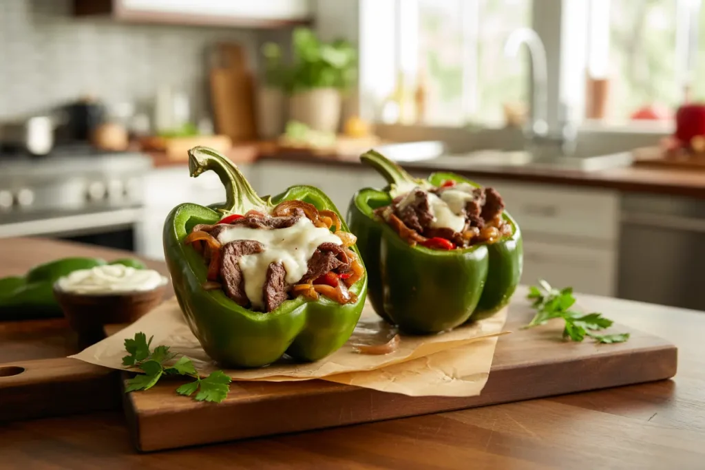 Delicious Philly Cheesesteak Stuffed Peppers Recipe
