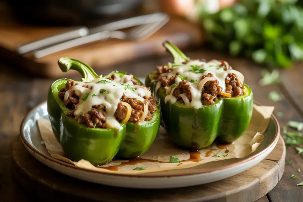 Delicious Philly Cheesesteak Stuffed Peppers Recipe
