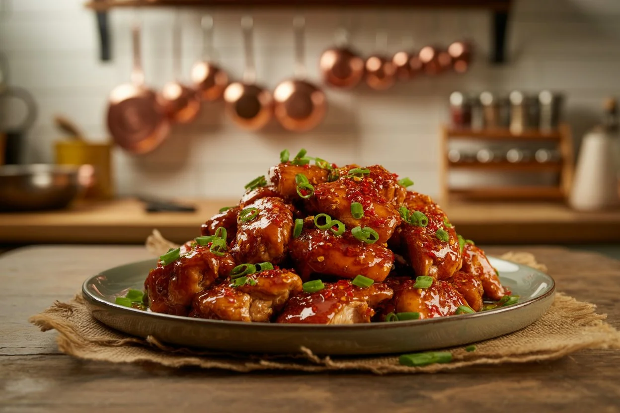 Sweet and Spicy Honey Pepper Chicken with Macaroni and Cheese Recipe