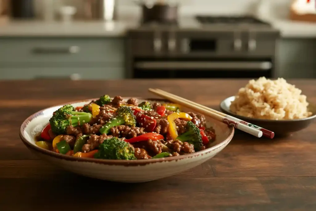Quick and Easy Ground Beef Teriyaki Stir Fry
