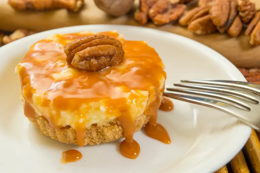 Mini caramel peanut cheesecakes