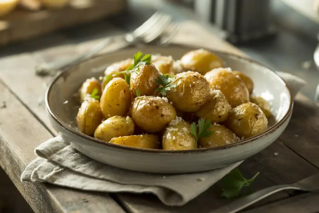 Roasted Garlic Butter Parmesan Potatoes Recipe - Easy & Delicious 3 Roasted Garlic Butter Parmesan Potatoes