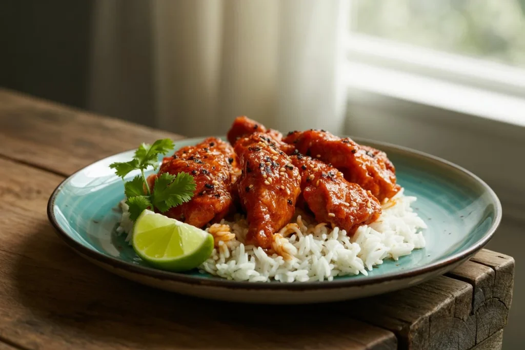 Sweet and Spicy Honey Pepper Chicken with Macaroni and Cheese Recipe