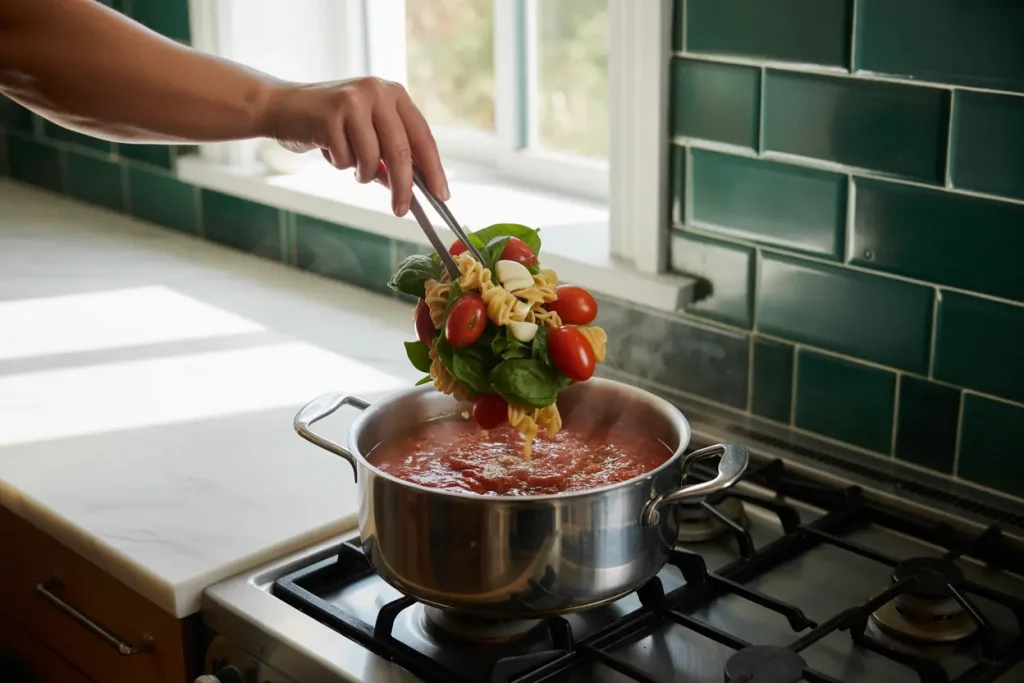 How to Make Tomato Spinach One Pot Pasta