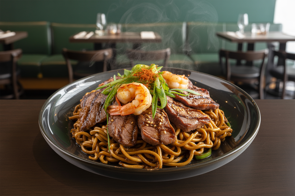 Delicious Steak & Shrimp Stir-Fried Noodles Recipe