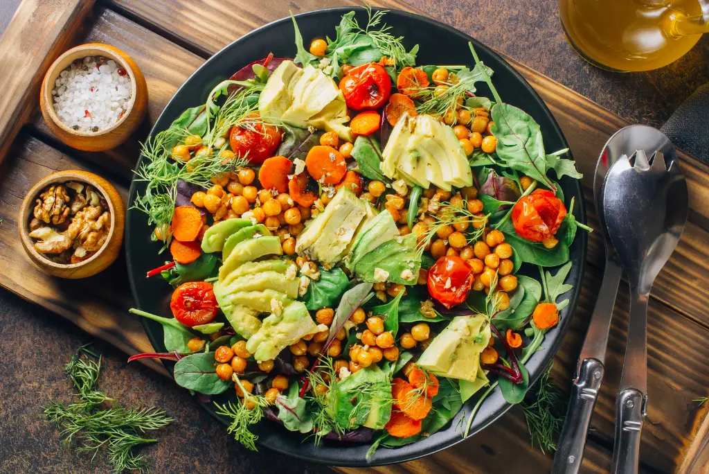 Chickpea feta avocado salad