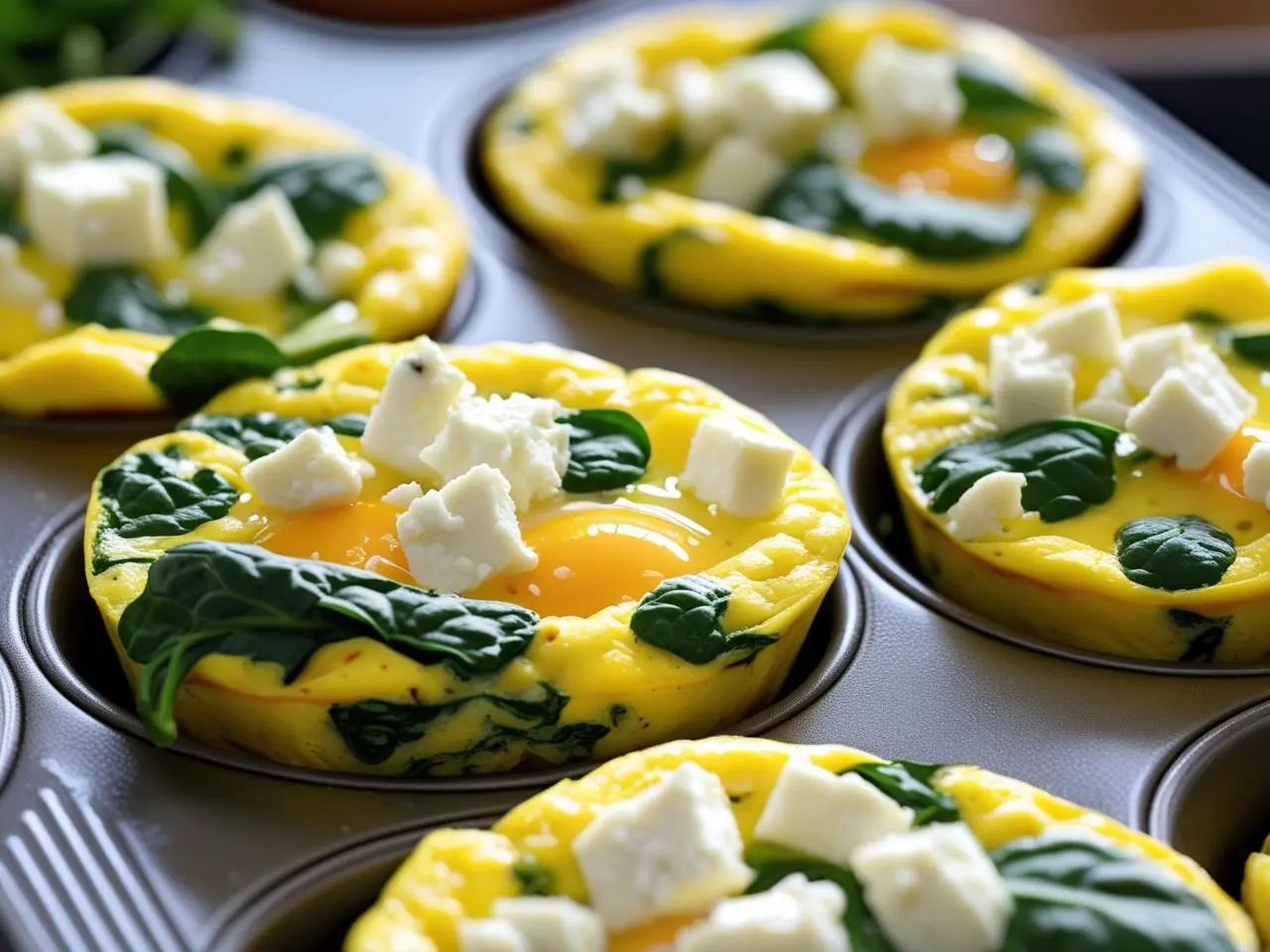 quick and healthy egg muffins with spinach and feta